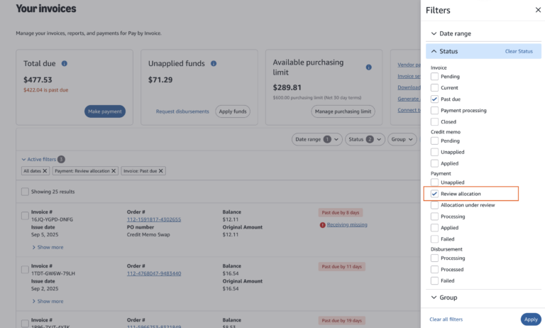 Navigating Your Invoices For Business Credit Account Amazon Business