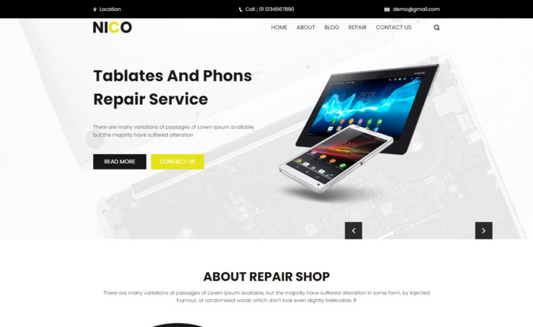 Nico Free Mobile Servicing Website Template