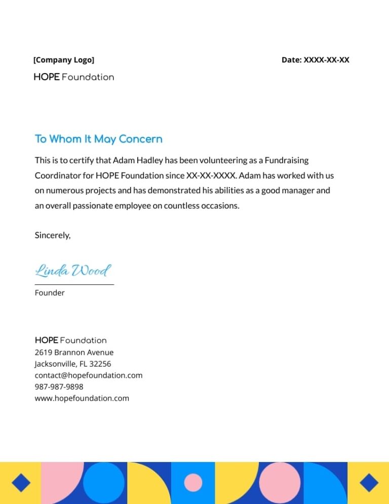 Non Profit Employment Verification Letter Template Visme