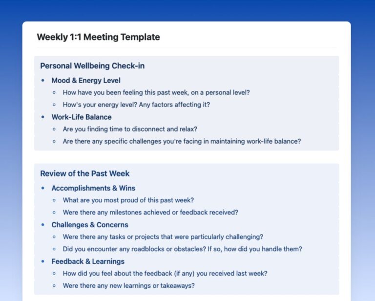 One on one Meeting Agenda Free Template Craft