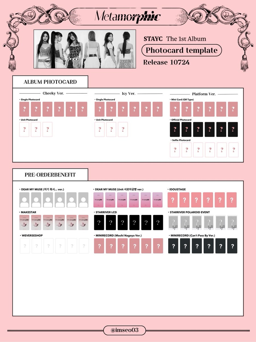 PHOTOCARD TEMPLATE The 1st Album Album Photo Card POB Update 8 7 2024 Total 90 PC STAYC Metamorphic Whistlist