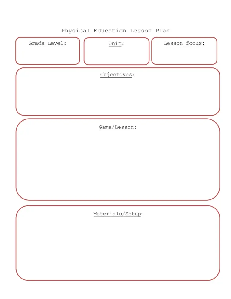 Physical Education Lesson Plan Template Digital File Instant Download PDF Microsoft Word Document Etsy