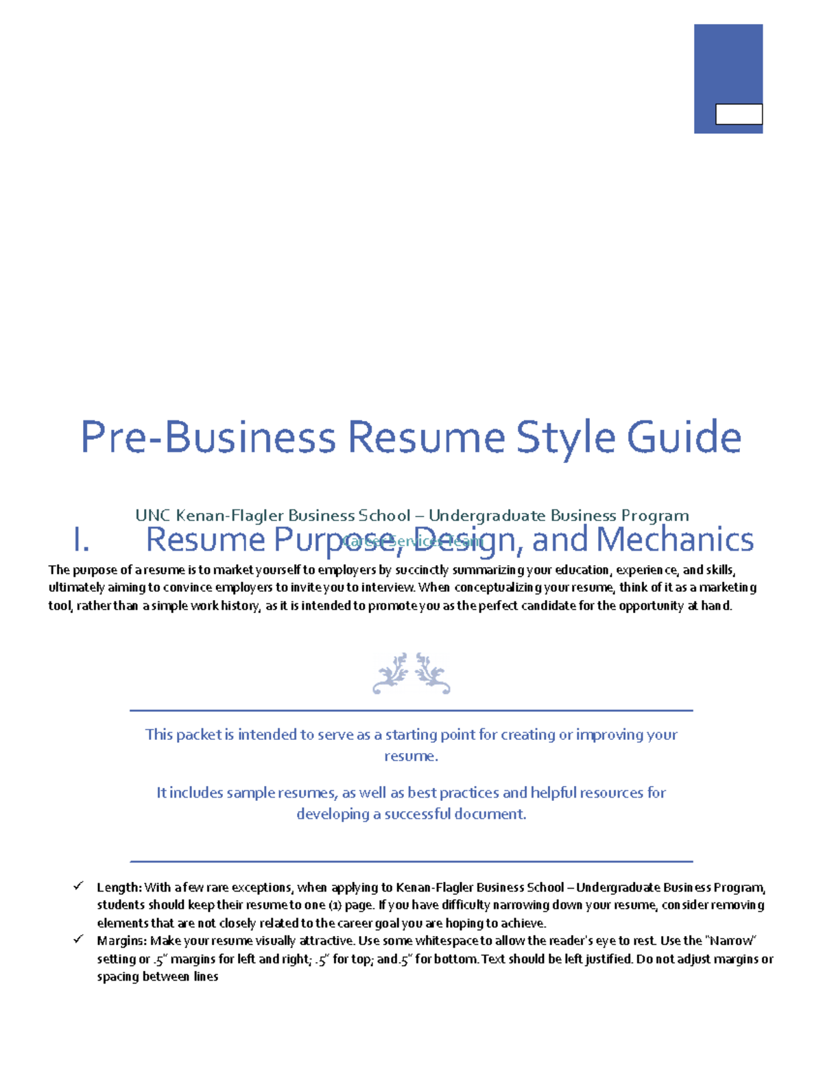 Pre Business Resume Style Guide 2019 UNC Kenan Flagler Studocu