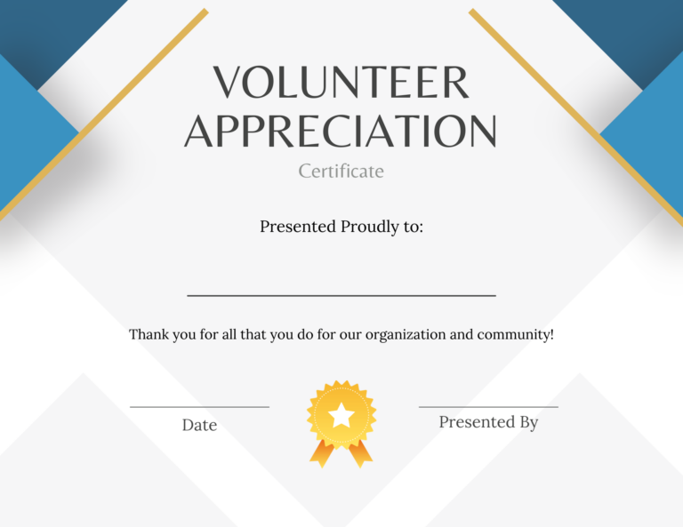 Printable Certificates For Volunteer Appreciation SignUp