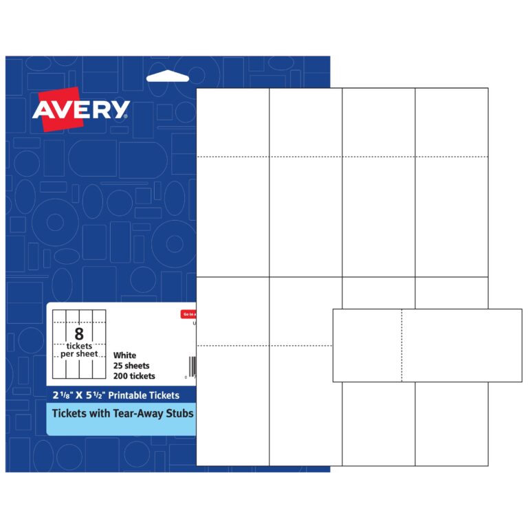 Printable Tickets With Stubs 2 1 8 X 5 1 2 16431 Avery
