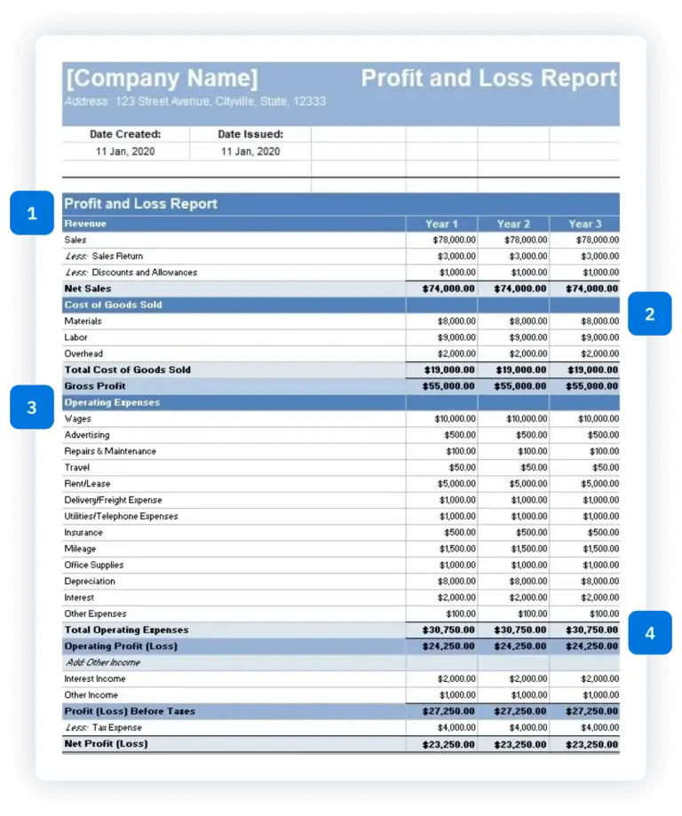 Profit And Loss Statement Template Free Download