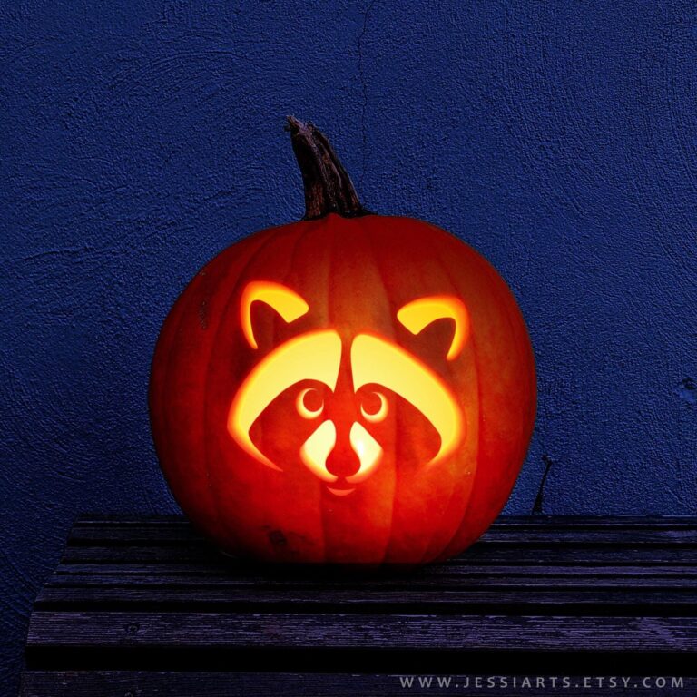 Raccoon Pumpkin Carving Stencil Easy Jack o lantern Template PDF Etsy