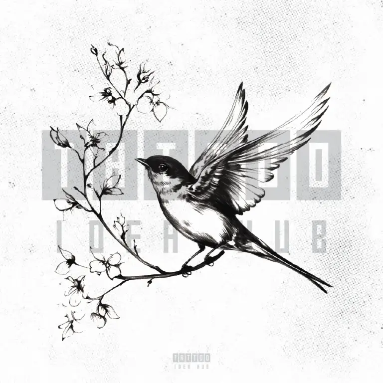 Realistic Black And White Flying Bird Tattoo Design Stencil Tattoobnb
