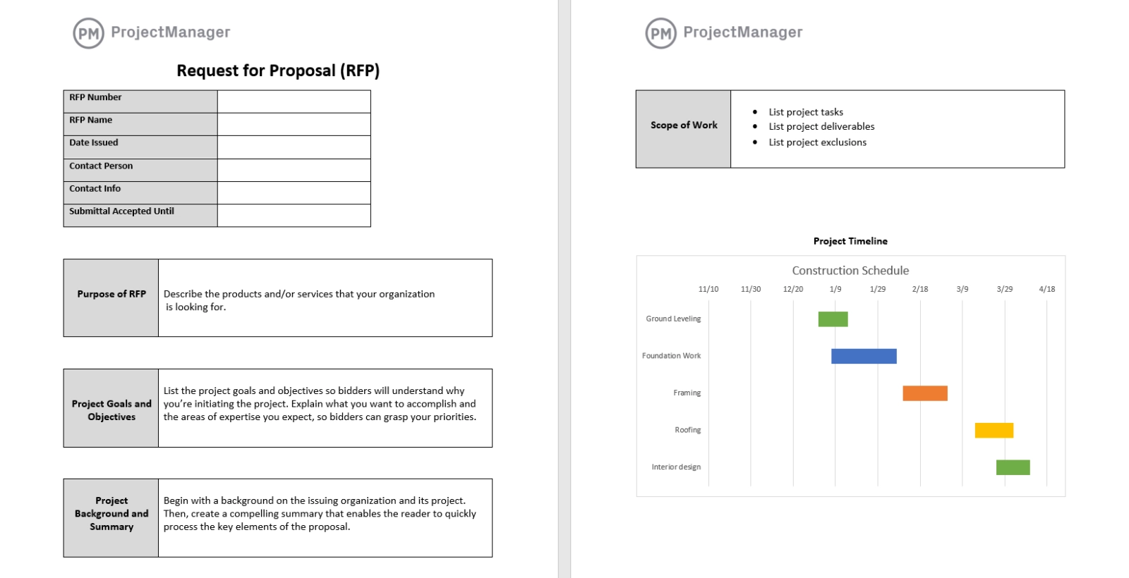 RFP Template Request For Proposal Free Word Download