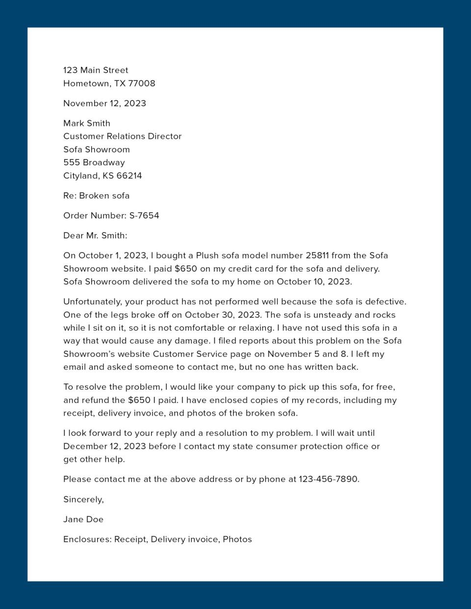 Sample Customer Complaint Letter Consumer Advice