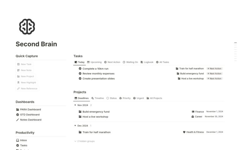 Second Brain Template Notion Marketplace