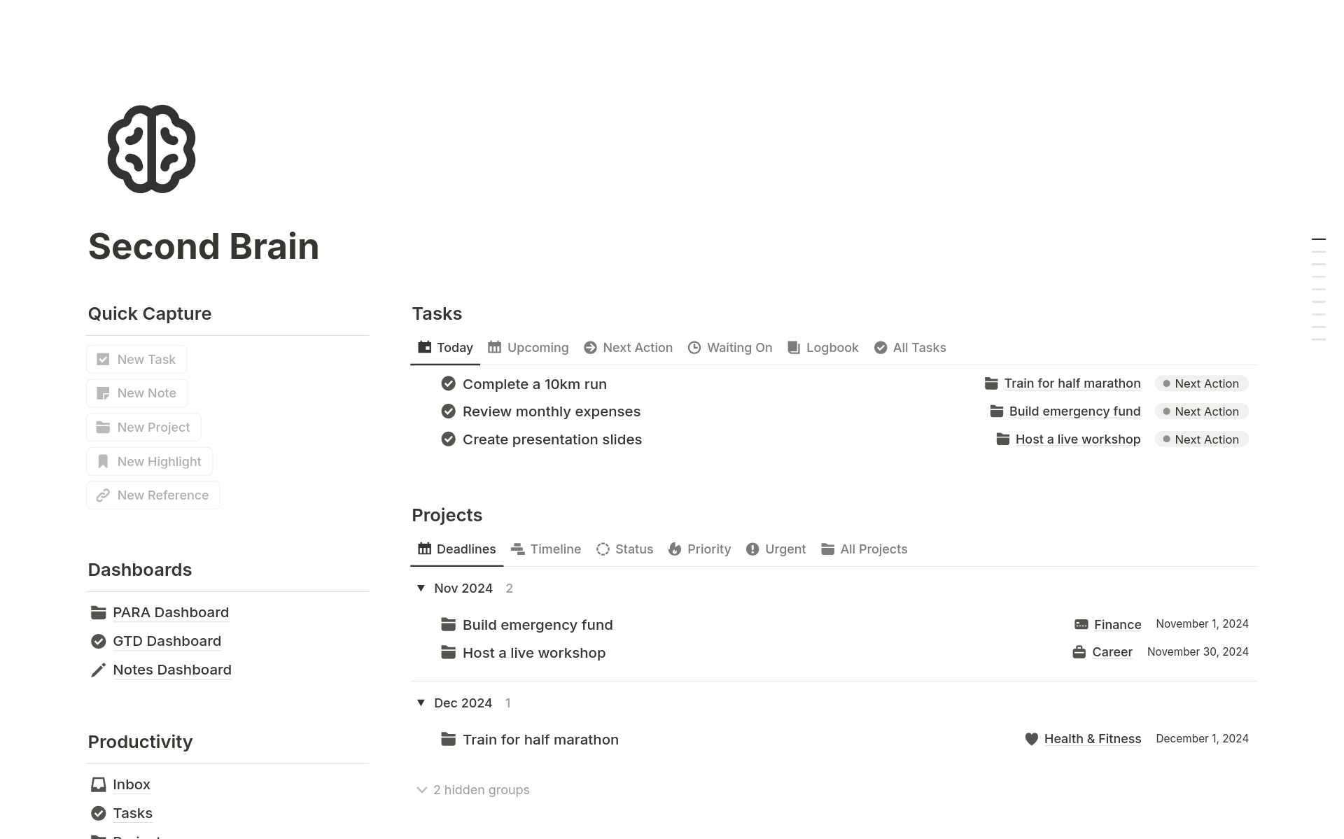 Second Brain Template Notion Marketplace