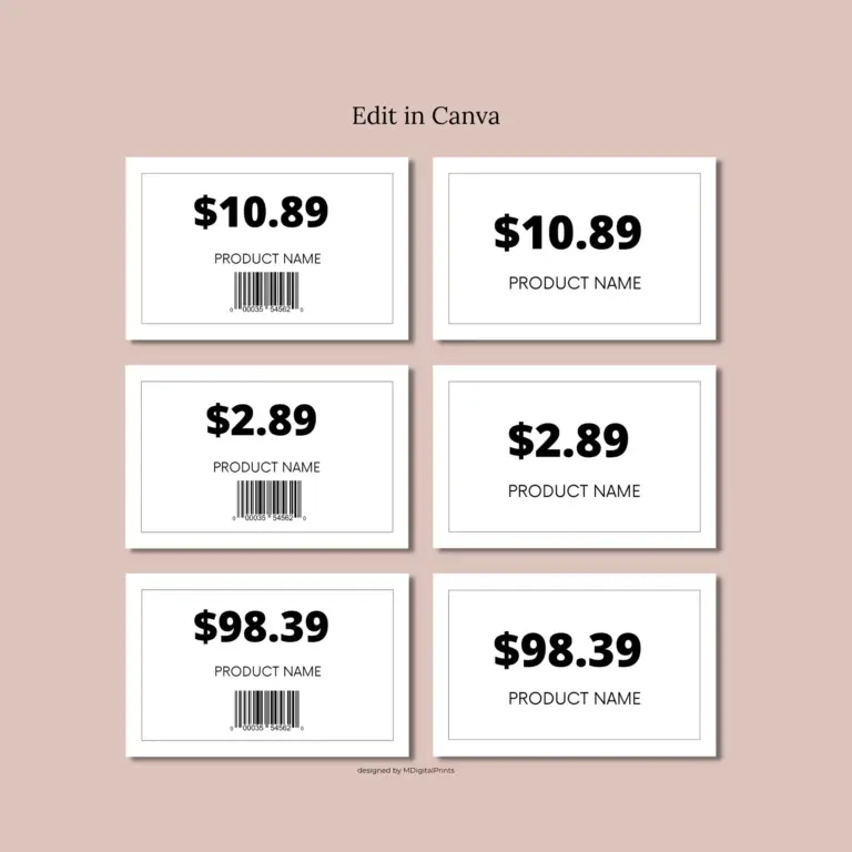 Shelf Pricing Tags Editable Canva Template Retail Price Tags Custom Large White Price Label Printable Product Pricing Labels For Store Etsy Israel