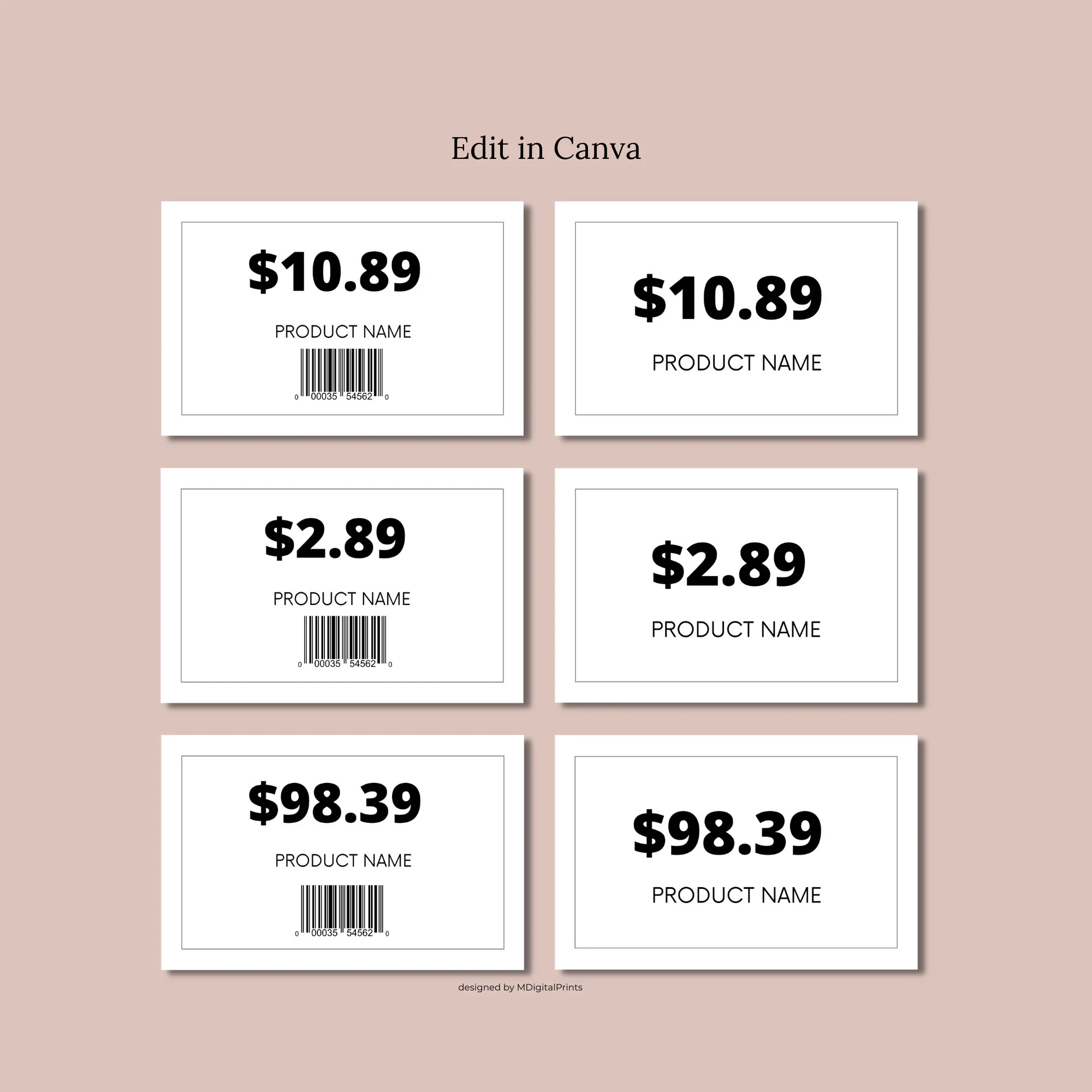 Shelf Pricing Tags Editable Canva Template Retail Price Tags Custom Large White Price Label Printable Product Pricing Labels For Store Etsy Israel