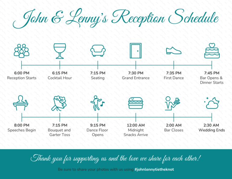 Simple Icon Reception Timeline Venngage