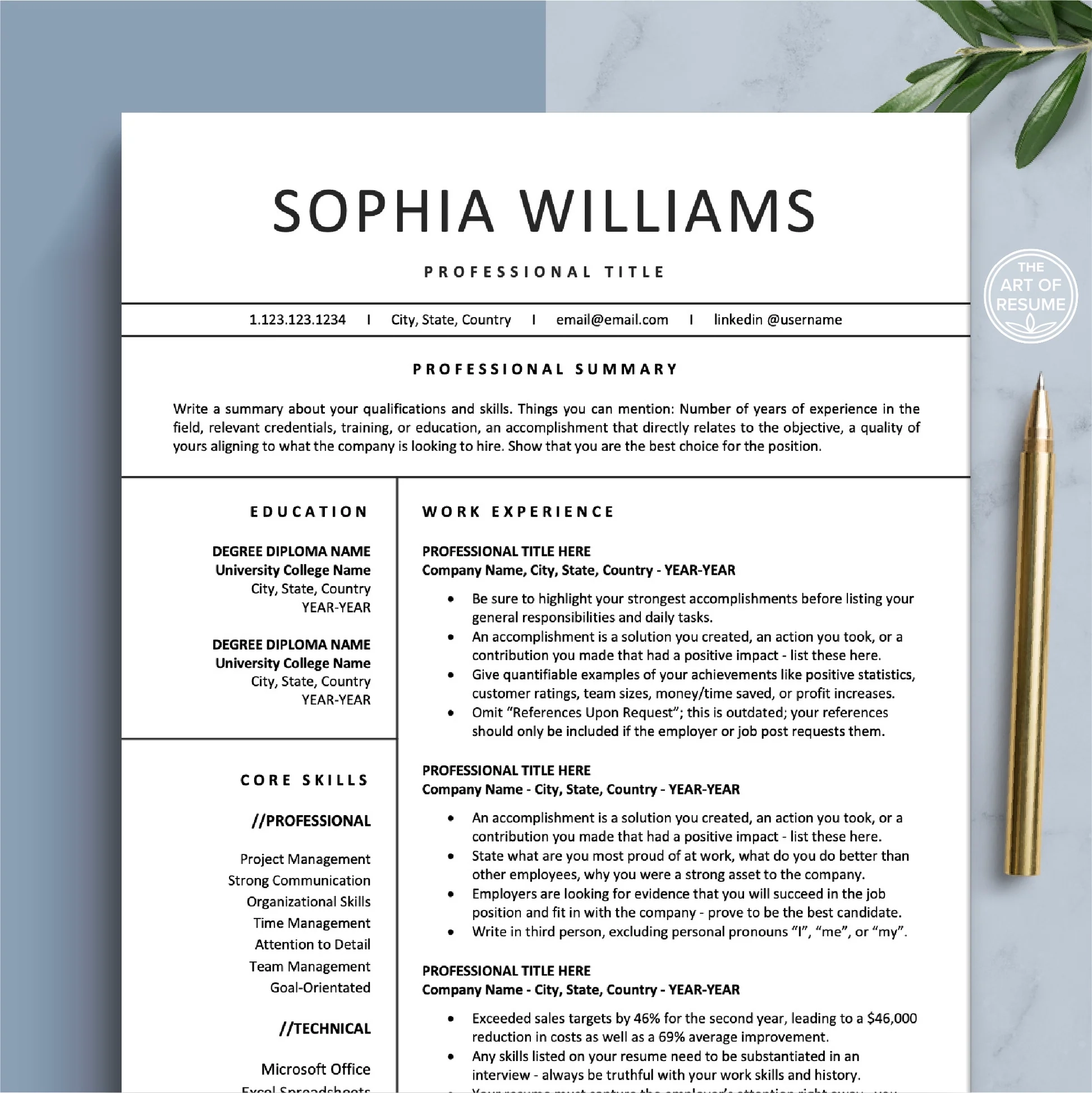 Simple Resume Template Modern Resume Free Resume The Art Of Resume