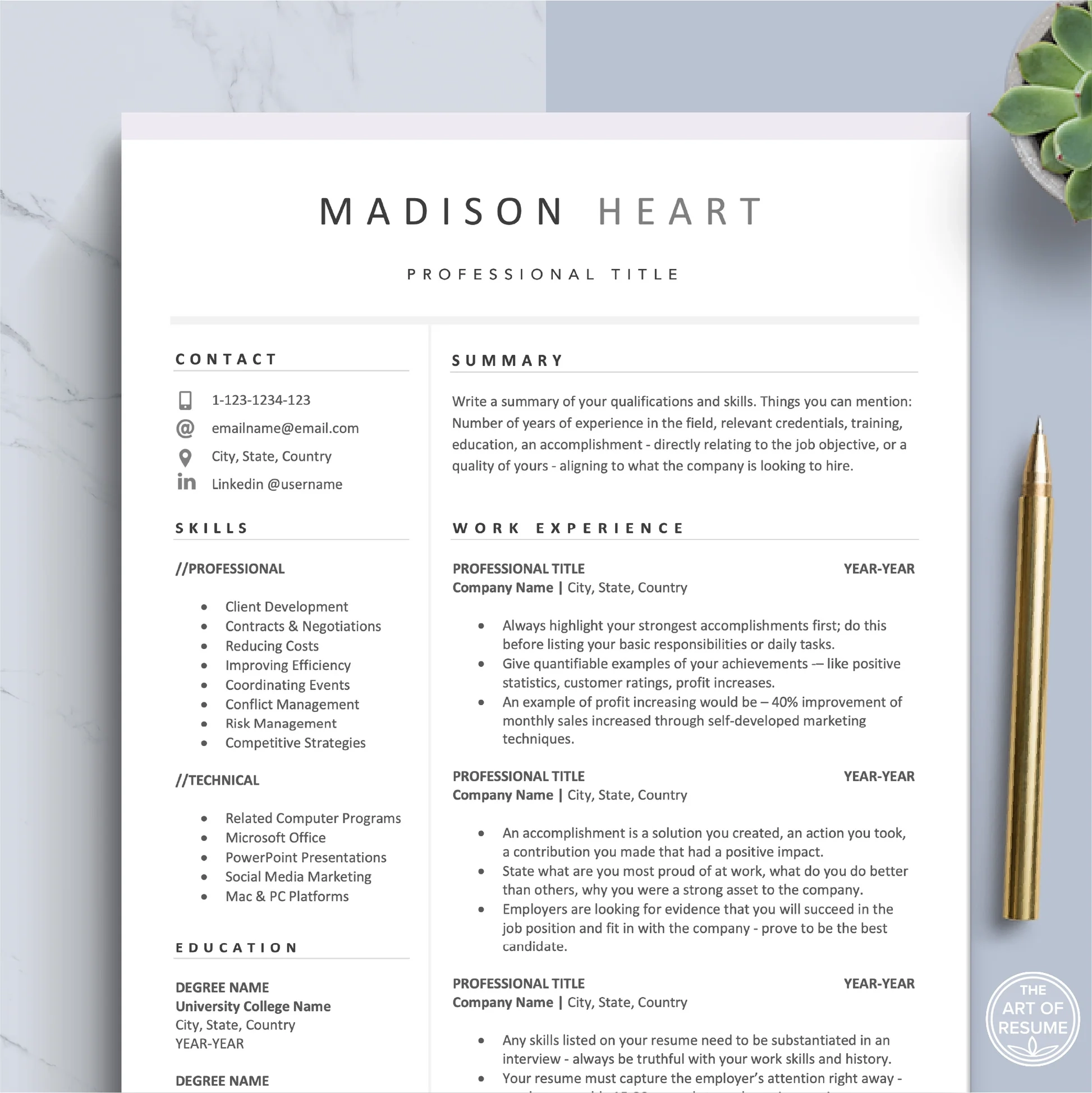 Simple Resume With Free Cover Letter Bonus Resume Writing The Art Of Resume