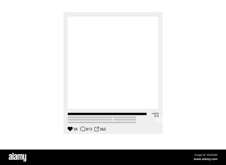 Social Media Post Template For Blogger Empty Frame With Icons On White Background Stock Photo Alamy