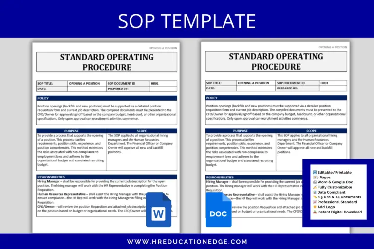 SOP Template Standard Operating Procedure For HR digital Download Etsy Israel