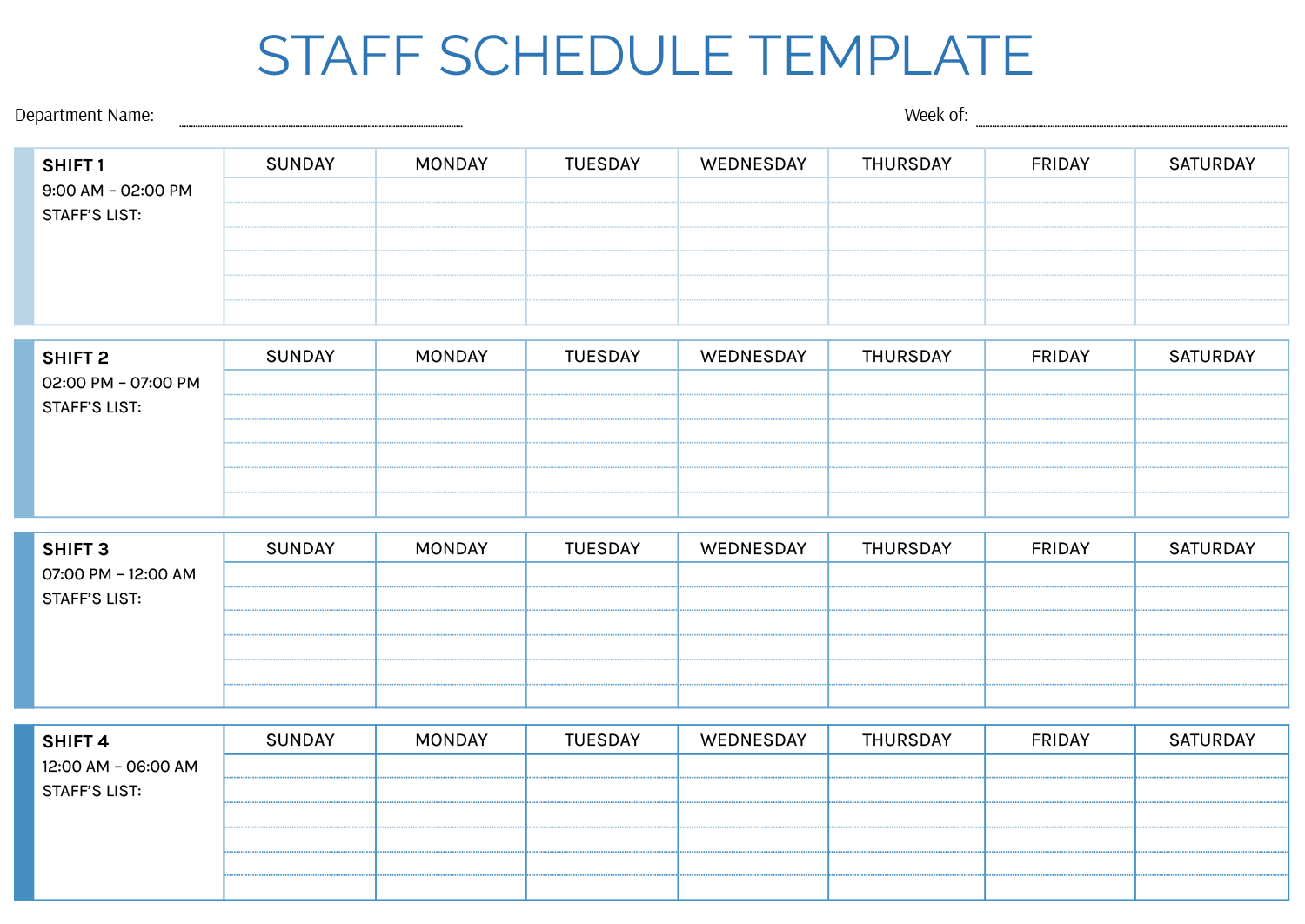 Staff Schedule Template Excel Word Sheets Docs Highfile
