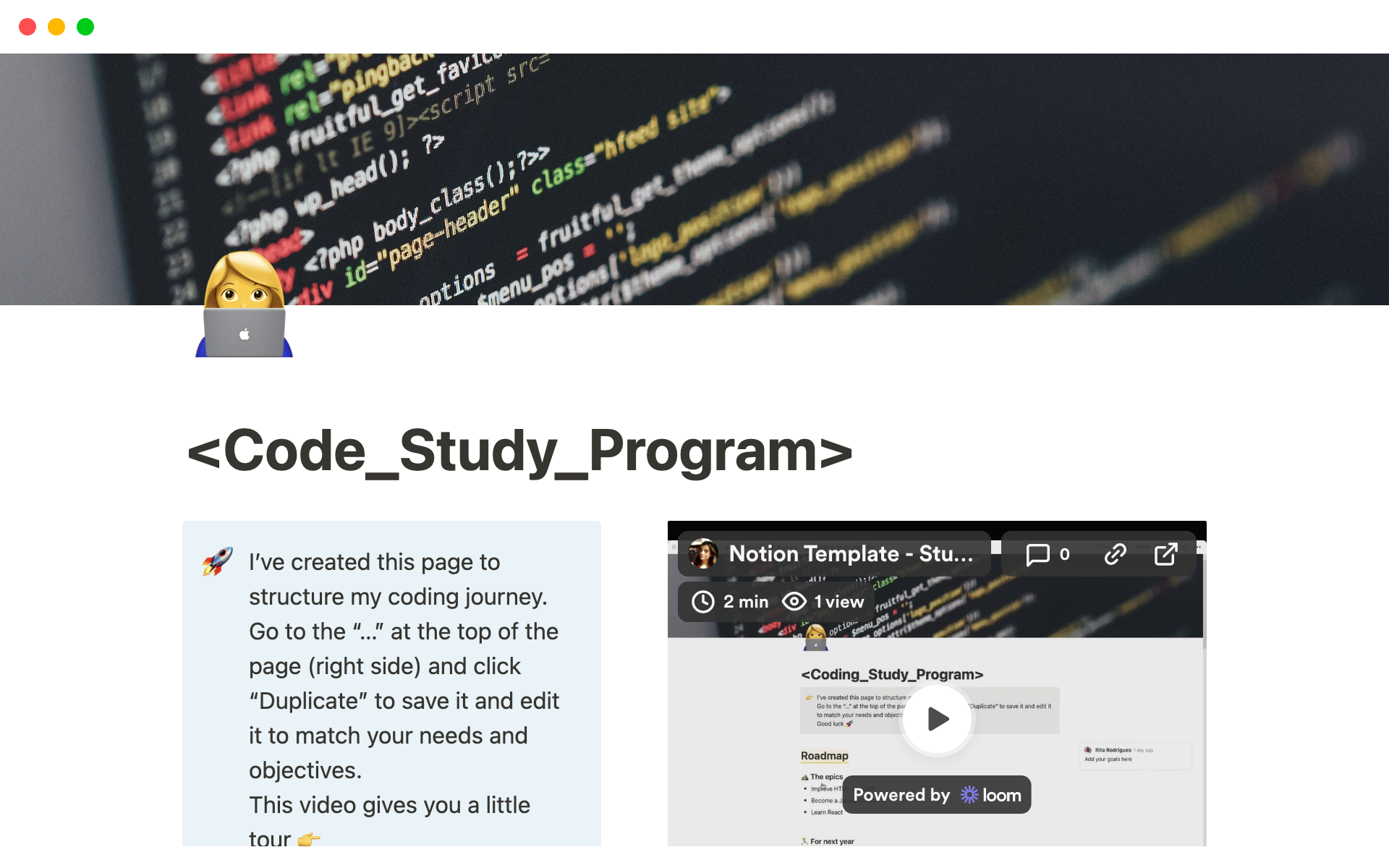 Studying Code Starter Kit Template By Rita Rodrigues Notion Marketplace