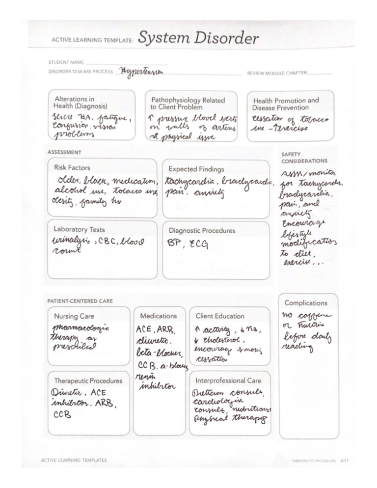 System Disorder ATI Active Learning Template For Hypertension COPD Studocu
