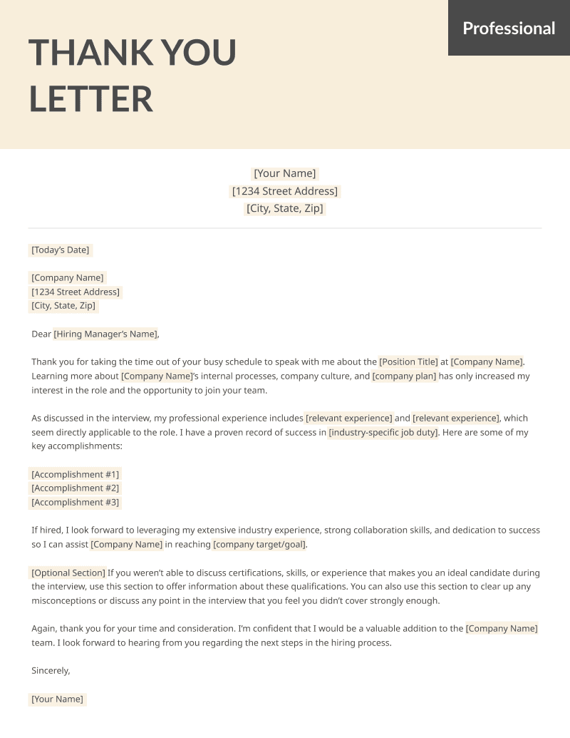Thank You Letter After Interview Email Examples Templates