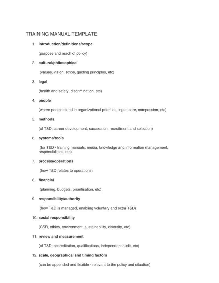 Training Manual 40 Free Templates Examples In MS Word