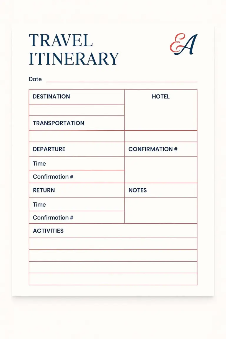 Travel Itinerary Printable Executive Trip Planner EA Travel Schedule Template Instant Download PDF EA Paperworks Etsy