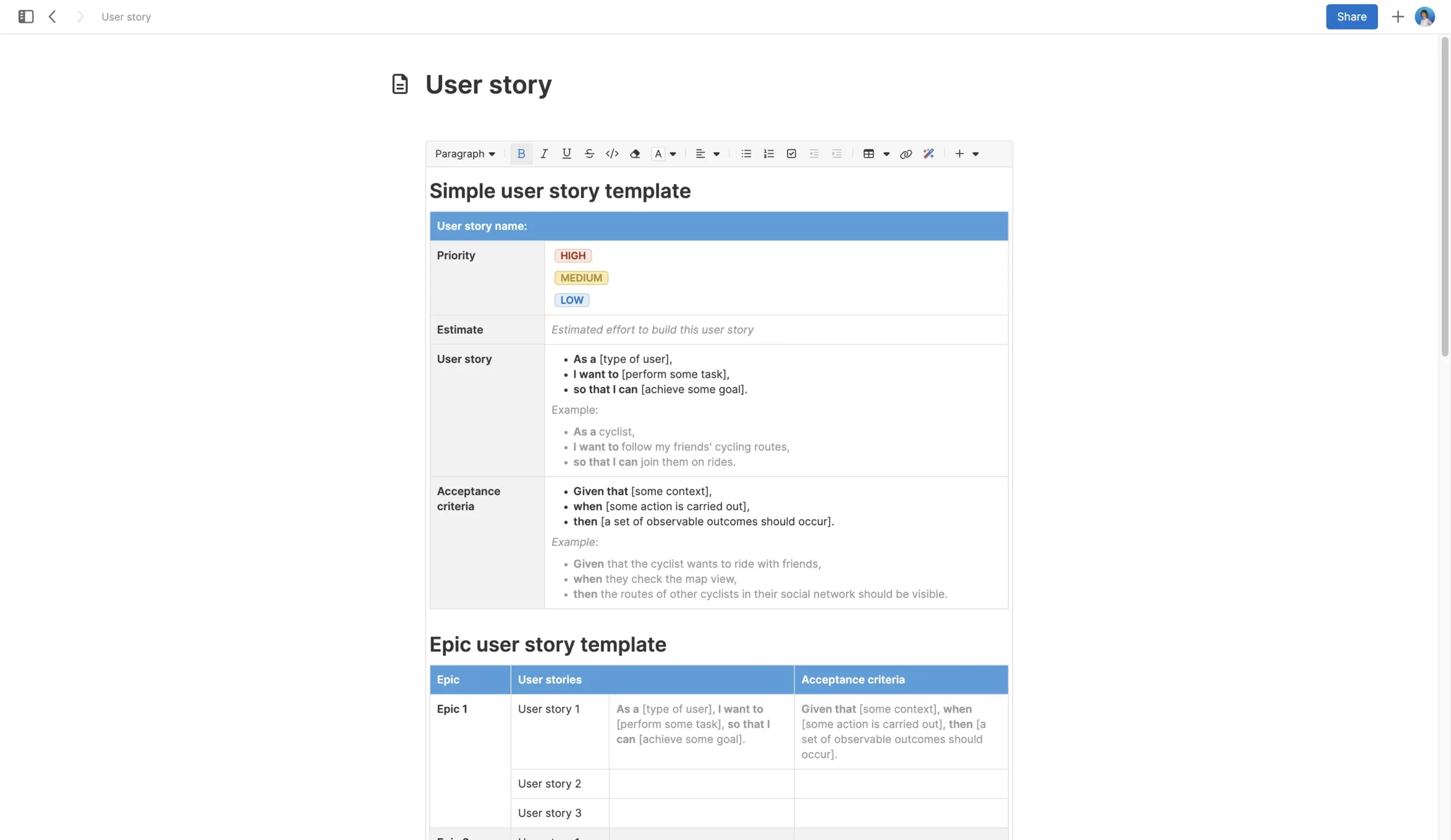 User Story Templates Options For Agile And Product Teams