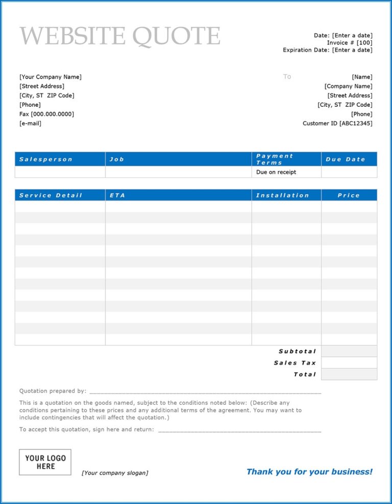 Website Design Quotation Templates And Tips To Set Your Fee
