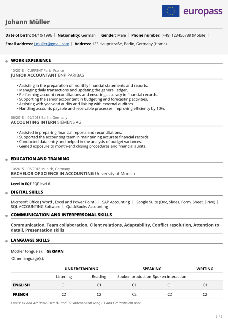 What Is A Europass CV Examples Template Usage In 2026 