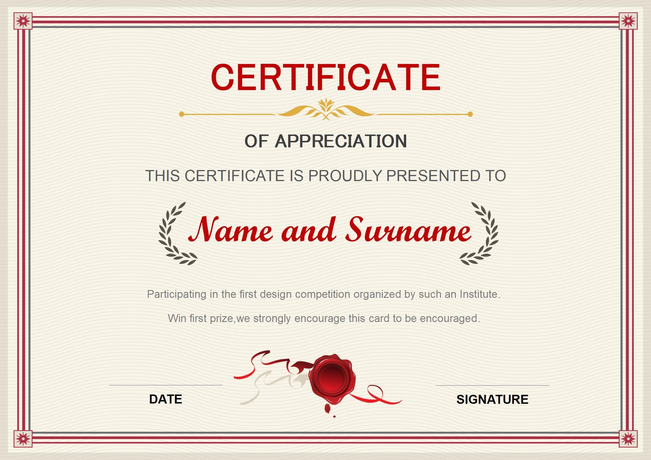 WORD Of Certificate Of Appreciation doc WPS Free Templates